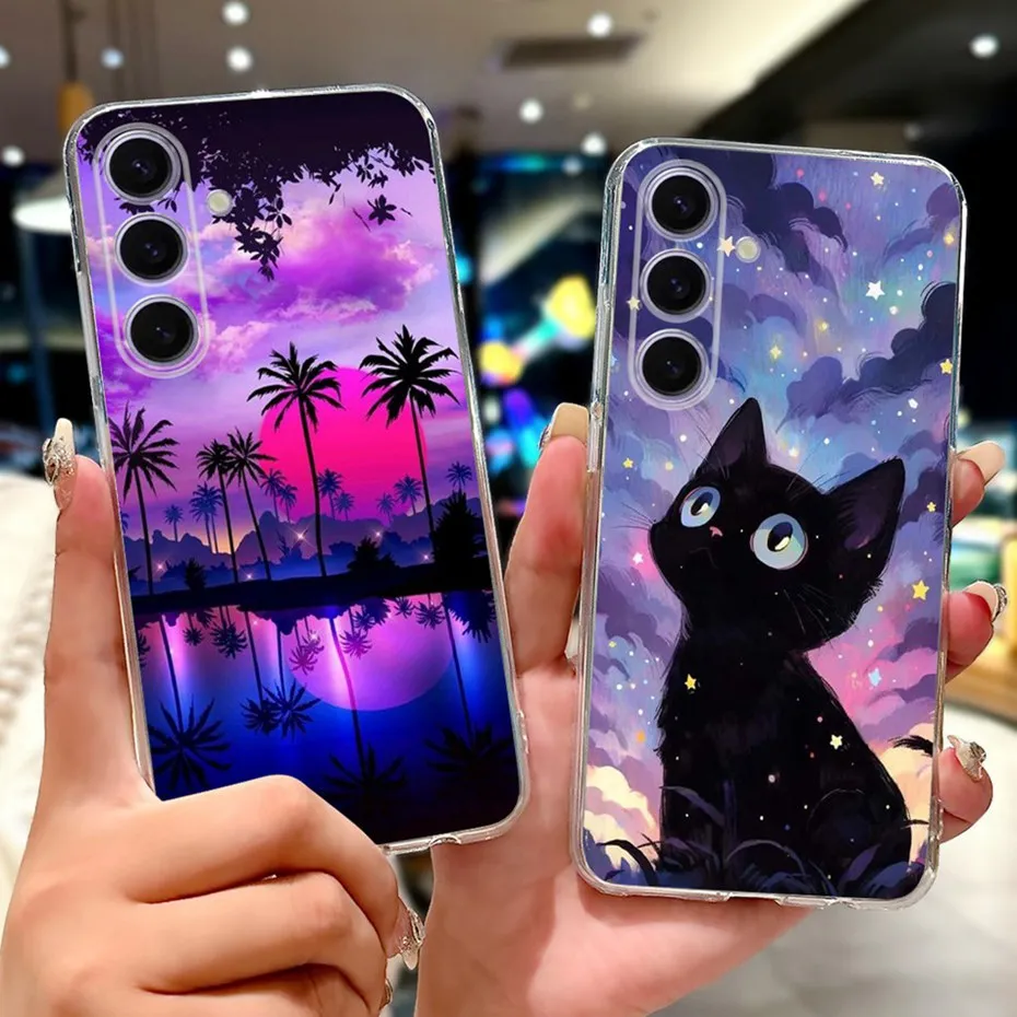 Nuevo diseño de funda de teléfono para Samsung Galaxy S24/S24 FE, funda trasera transparente de TPU para Samsung S24 S 24 S24FE 5G, fundas de silicona suave