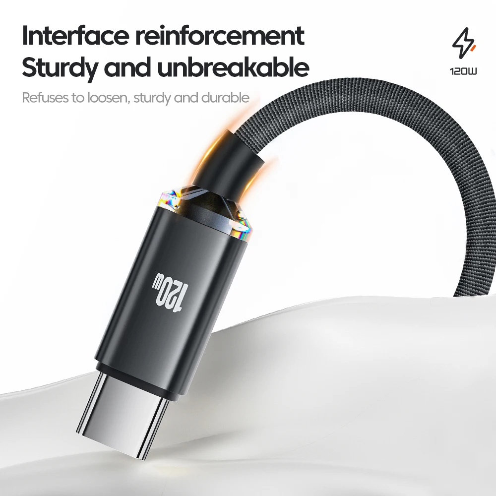 Cable de carga rápida tipo C de 120W, Cable de carga rápida USB-C, Cable de datos de alta velocidad 6A, carga para VIVO, Huawei, Xiaomi, Samsung y iPhone - imagen 3