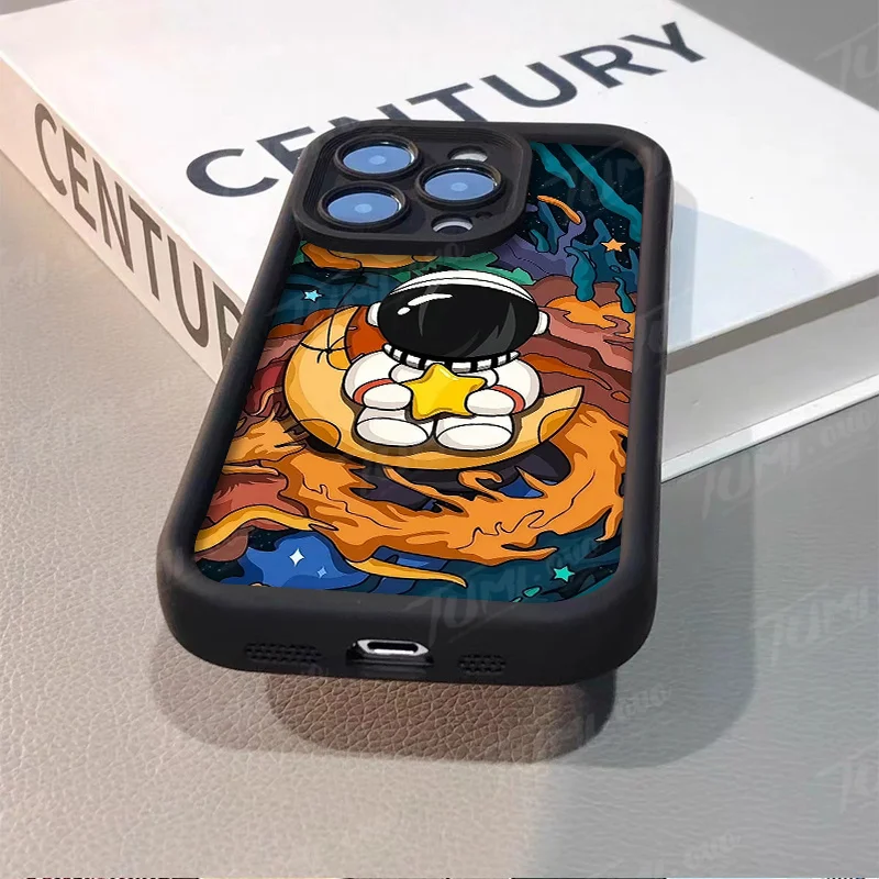 Funda de teléfono de silicona con dibujos animados de astronauta para Samsung Galaxy S24 Ultra S23 FE S22 S21 Plus FE A54 A34 A14 A73 A53 A33 5G, cubierta mate - imagen 3