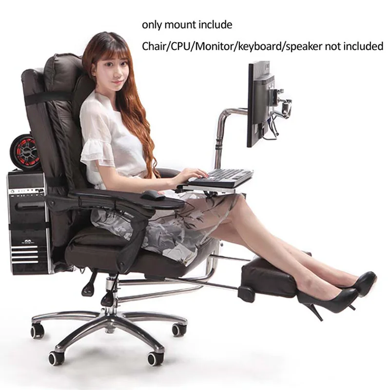 OK920 Soporte para Monitor de eje de silla de movimiento completo + soporte para teclado + abrazadera para brazo, soporte para codo y muñeca, alfombrilla para ratón para juegos y oficina - imagen 2