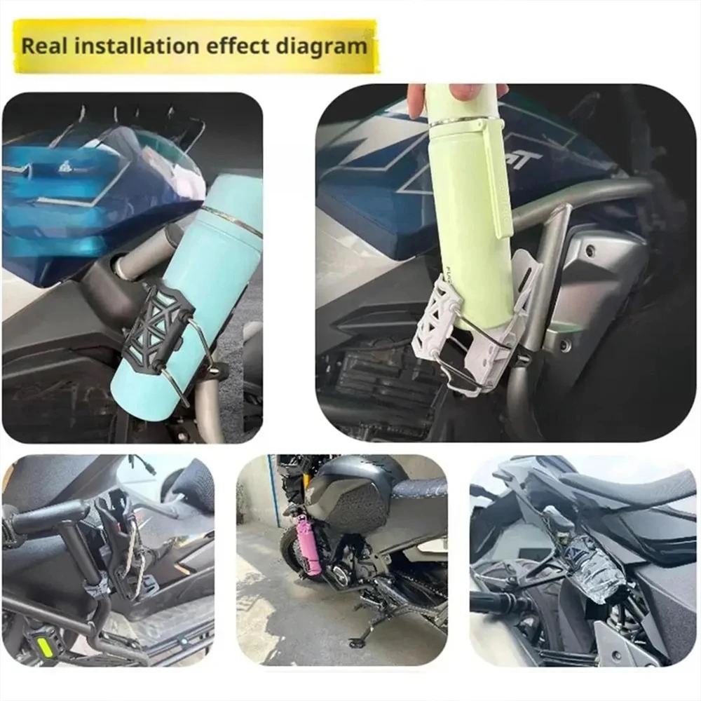 Soporte para botella de agua con espejo de manillar ajustable, portavasos para motocicleta, soporte Universal para jaula de bebidas para Ciclismo de Carretera MTB, ATV - imagen 5