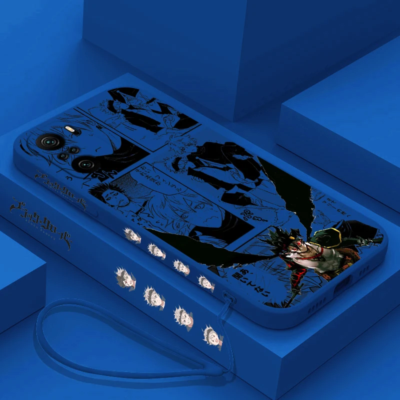 Trébol negro Asta para Xiaomi Redmi Note 13 12 12Pro 11 11S 11T 10S 10 Pro Plus 5G funda de teléfono con cuerda izquierda líquida - imagen 3