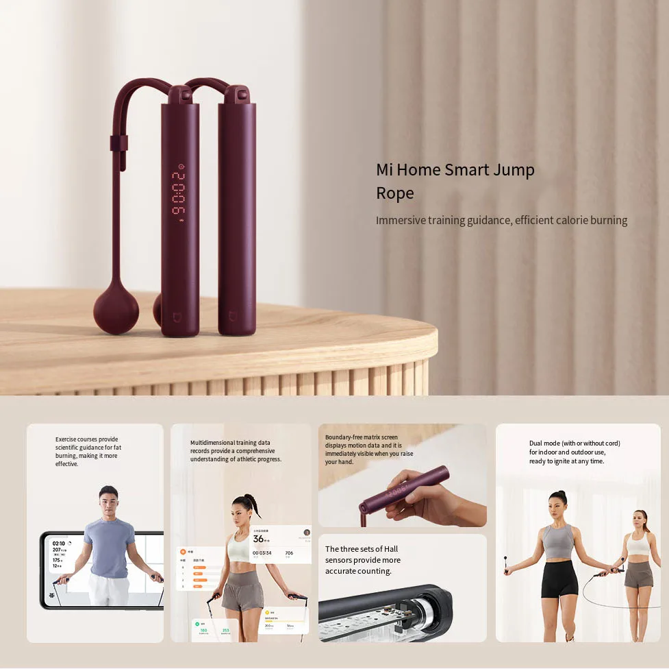 Xiaomi Mijia-cuerda para saltar inteligente, contador Digital Mi Fit, Control por aplicación, cálculo de calorías, cuerda para saltar, equipo deportivo para Fitness - imagen 3