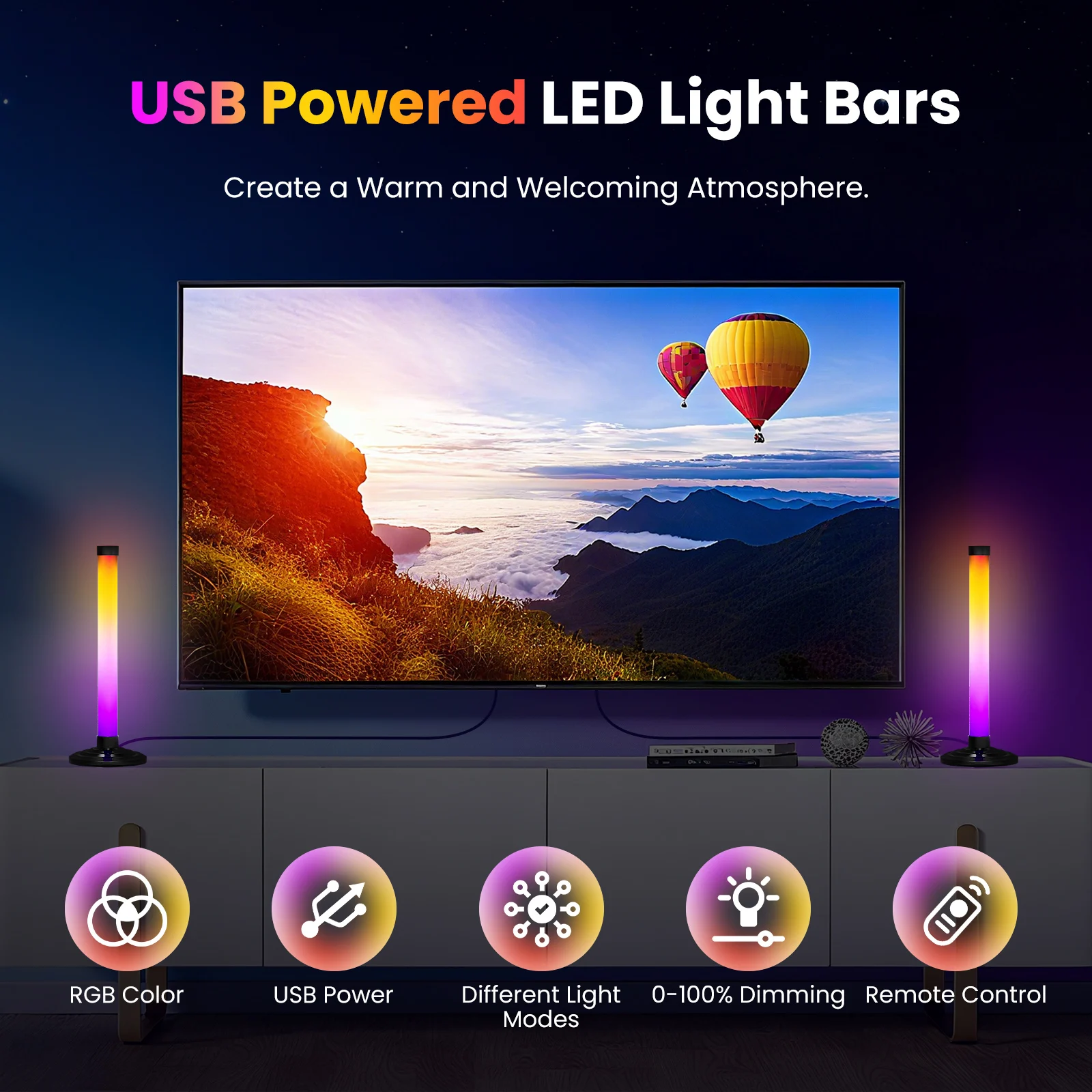 Barra de luz musical RGBIC, luces de ritmo, Control remoto y por aplicación, tira de luz de escritorio, lámpara de ambiente USB para sala de juegos, retroiluminación de TV - imagen 3