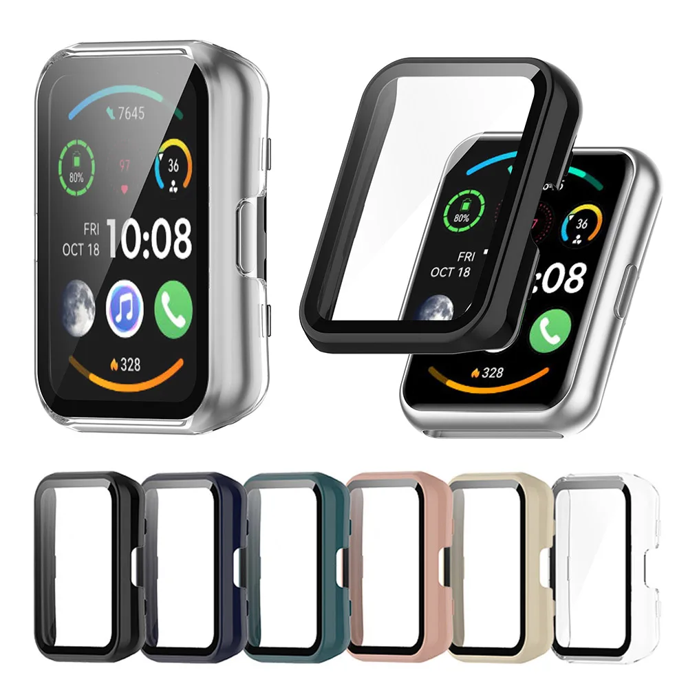 PC + funda protectora de vidrio templado para Huawei Watch Fit 2 Fit2 Protector de pantalla completa parachoques