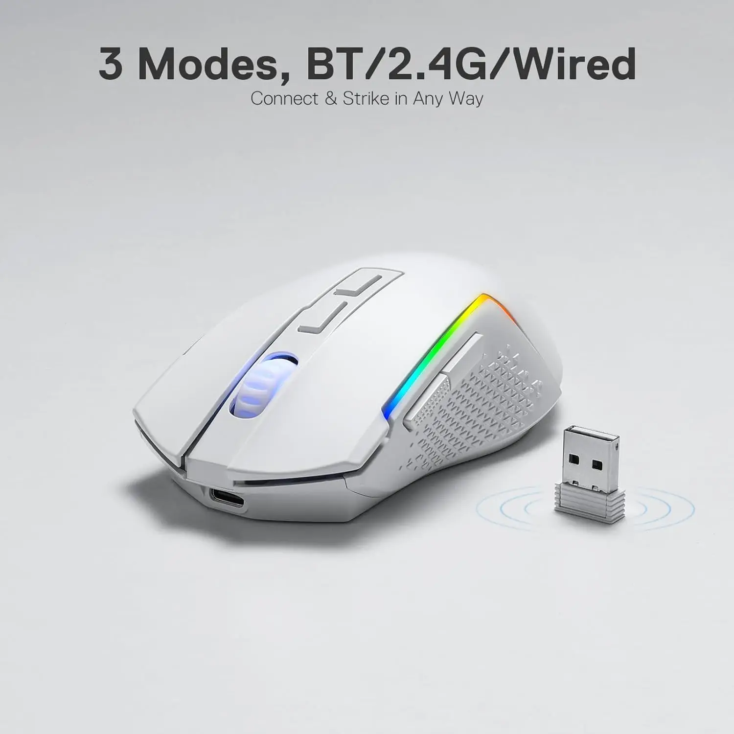 Redragon M693 inalámbrico/con cable BT y 2,4G Bluetooth Gaming ratón de 8000 DPI conexión de 3 modos retroiluminación RGB para PC/Mac/portátil - imagen 4