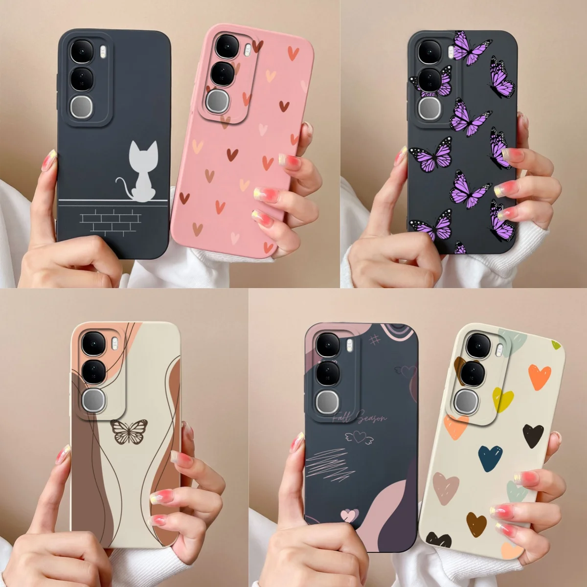 Para Vivo V40 Lite V40SE Y200 Y300 Funda Simple corazón Líquido silicona Cámara protección contraportada para Vivo V 40 Lite V40 SE Funda