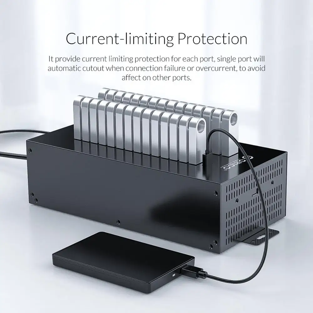 ORICO-HUB USB 2,0 de 20 y 30 puertos, divisor para disco U, prueba de datos, réplica por lotes con potencia de 300W, Accesorios para ordenador portátil - imagen 3