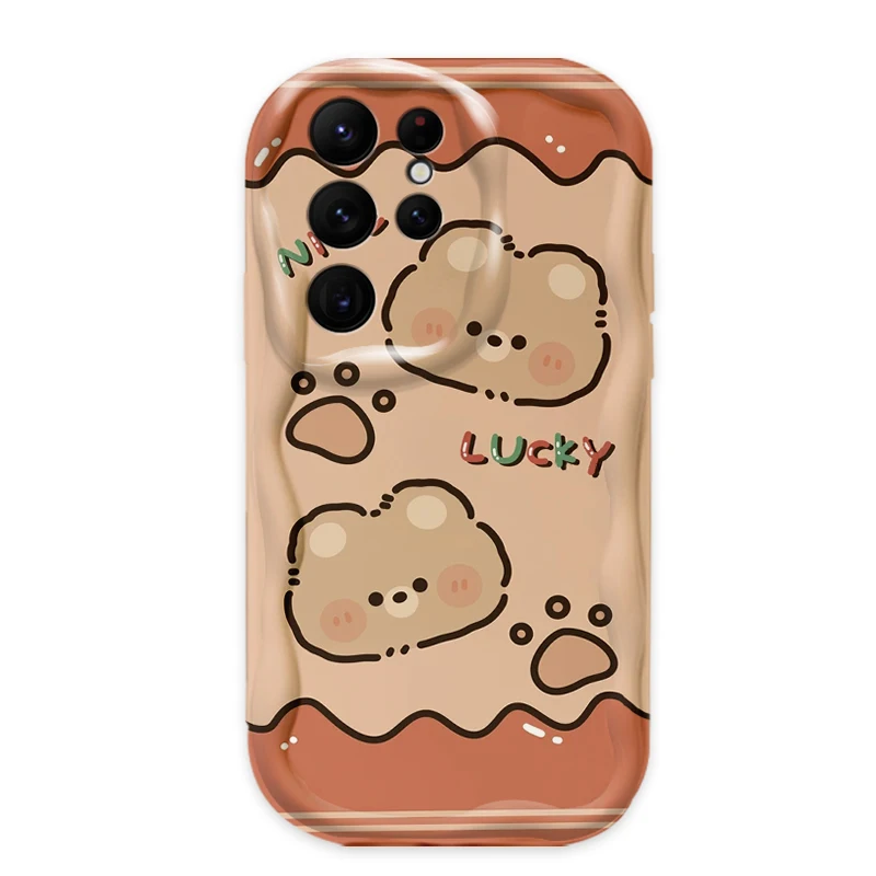Encantadora funda de oso de café para Samsung Galaxy, S24 Ultra, S23, S22 Plus, S21, S20 FE, A25, A55, A35, A15, A16, A05, A05S, A06, silicona suave, Etui - imagen 5