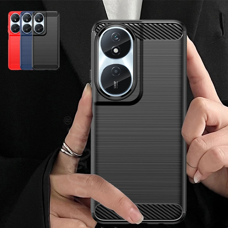 Funda inteligente para Huawei Honor 90, cubierta de fibra de carbono de TPU suave a prueba de golpes, parachoques trasero de teléfono - imagen 2