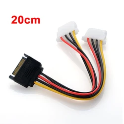 20cm SATA macho a doble 4 pines hembra modelo IDE fuente de alimentación Cable de ordenador Cable de disco duro Sata 1 a 2 4PIN molex IDE