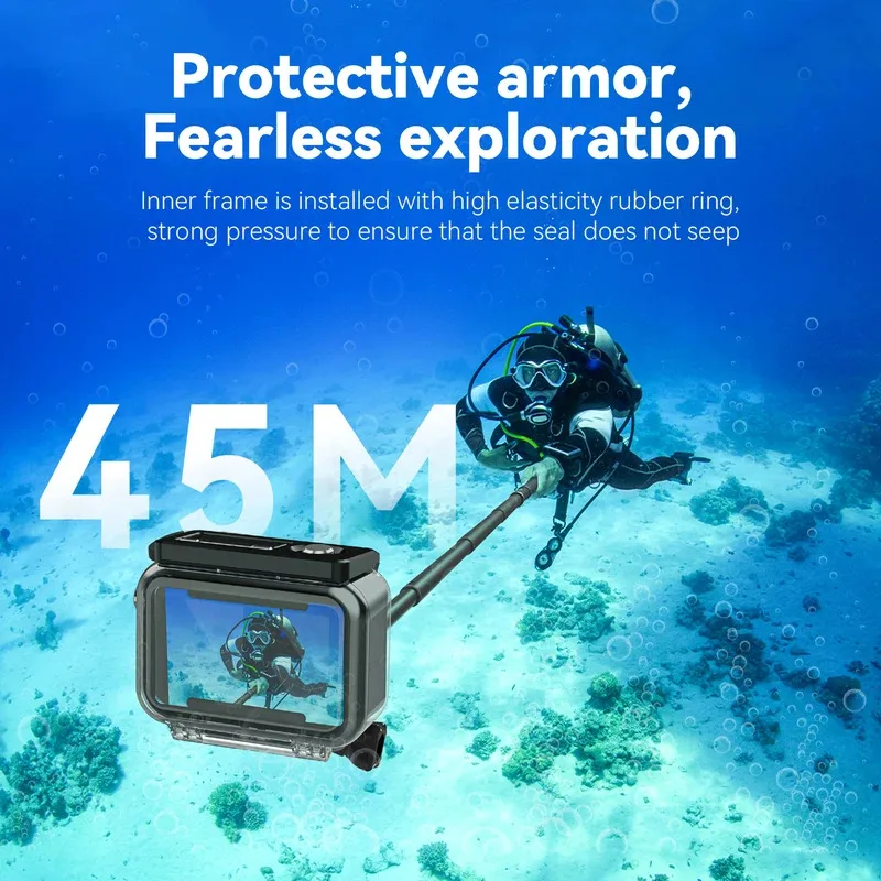 TELESIN 45M carcasa de buceo funda impermeable para DJI OSMO Action 3 4 5Pro accesorios de cámara cubierta protectora subacuática - imagen 3