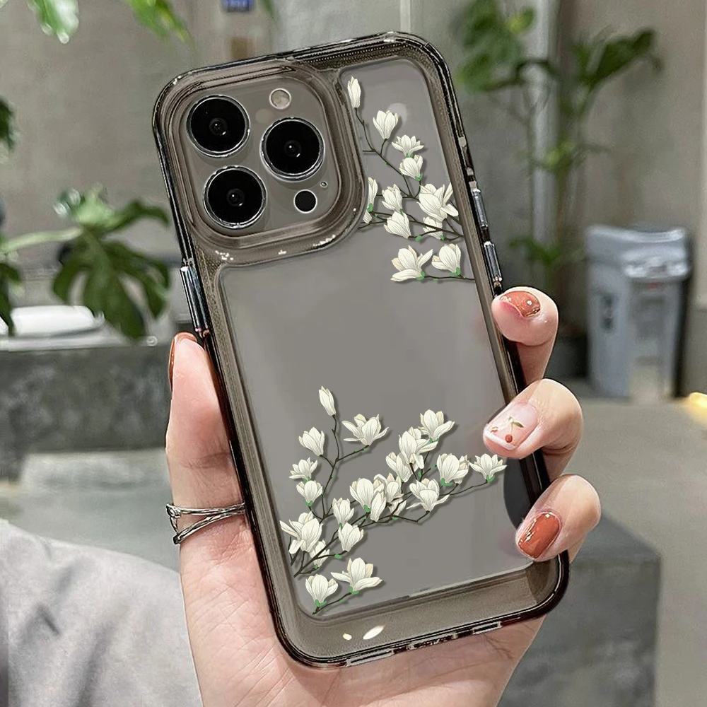Funda de flores para iPhone 16 Pro Max 15 11 13 14 12 XR X XS 7 8 Plus SE 15promax 16promax Funda transparente suave de silicona - imagen 3