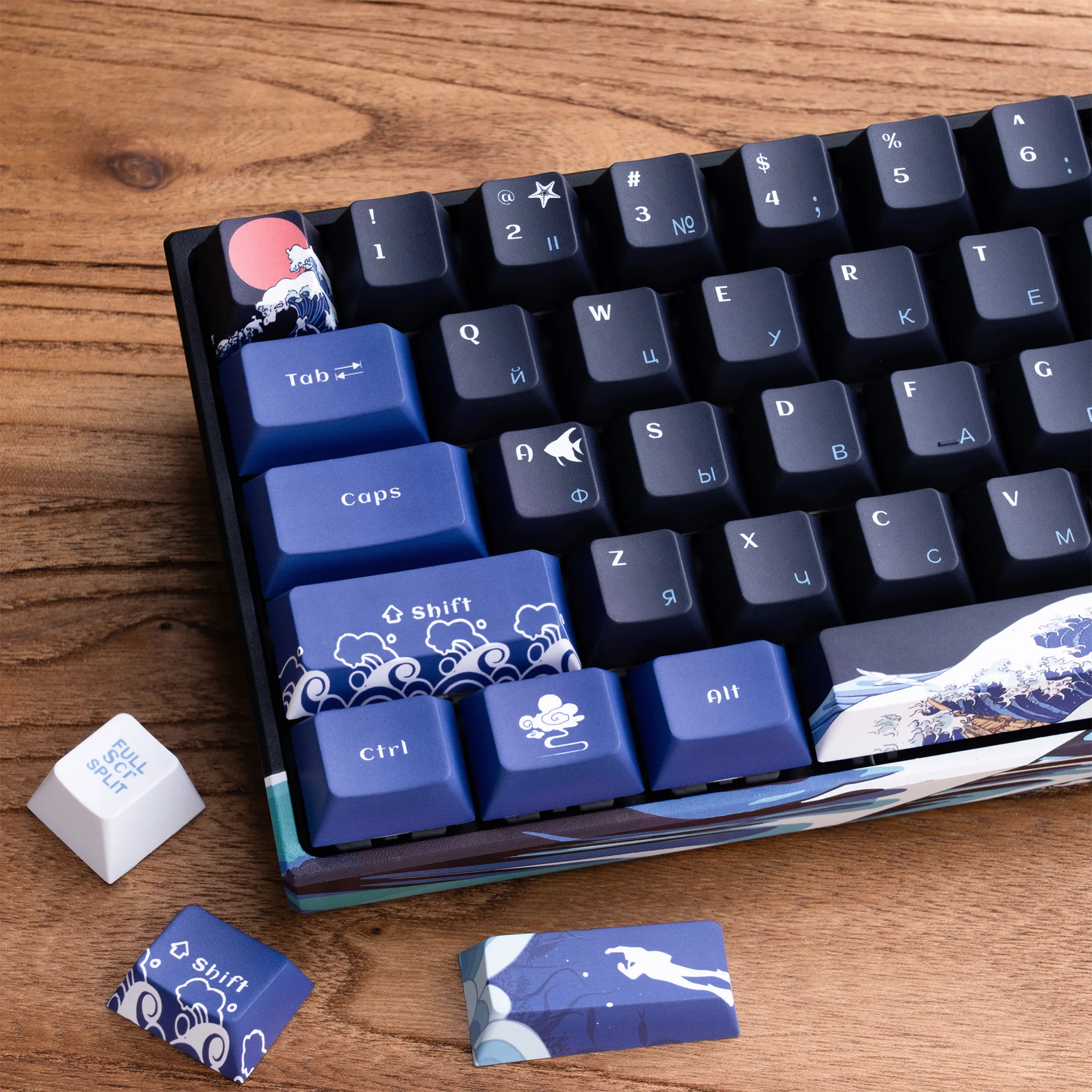 Teclas con diseño ruso XVX Coral Sea, teclas PBT de onda Kanagawa, teclas de perfil subcereza para interruptor Cherry MX, 127 teclas - imagen 2