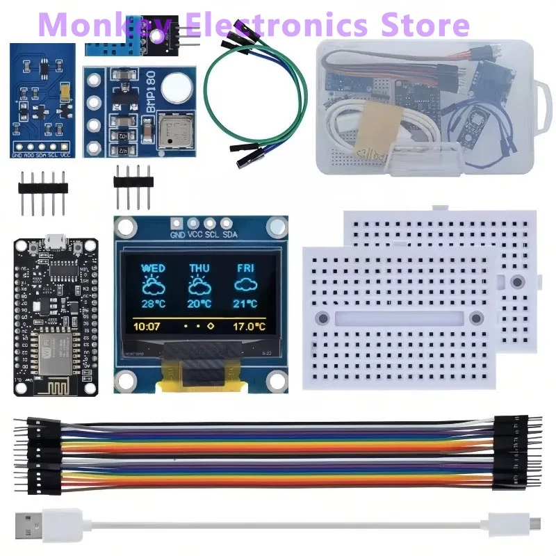 Kit de estación meteorológica ESP8266, Sensor de presión BMP180 ambiental y de humedad, KIT ESP8266, kit diy 8266
