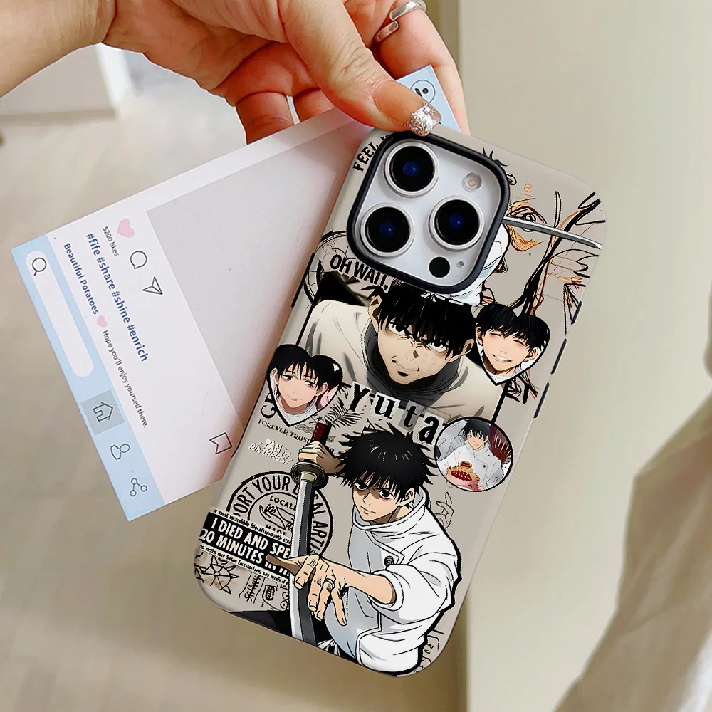 Funda de teléfono Anime Jujutsu Kaisen para iPhone 16 15 14 13 12 11 Pro Max Plus, funda trasera magnética de lujo de doble capa - imagen 3