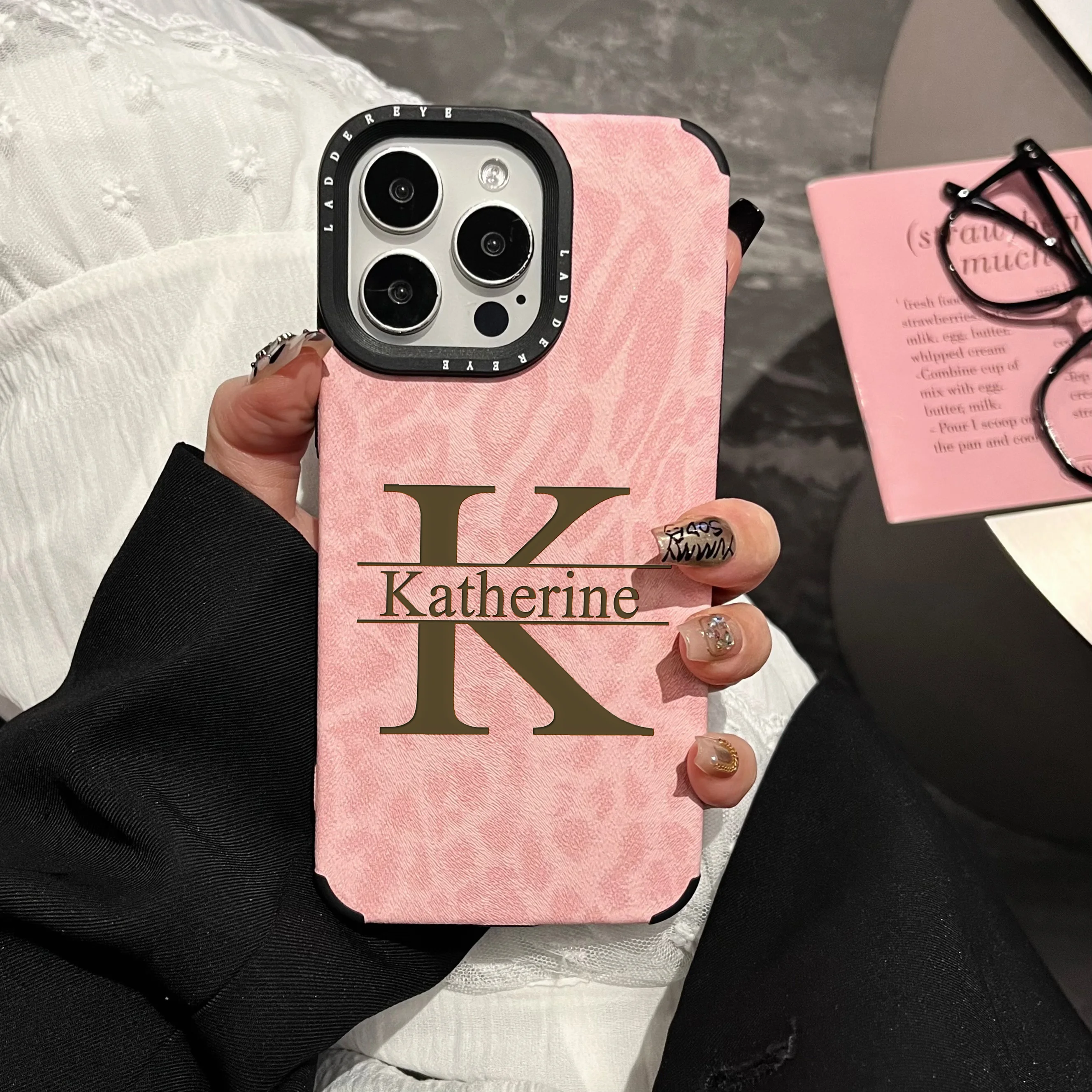 Funda personalizada con iniciales para iPhone 17, 16, 15, 14, 13, 12, 11 ProMax Plus, Funda de piel sintética con estampado de leopardo y grabado láser - imagen 2