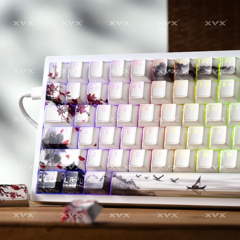 Juego de teclas con tema XVX Prism Snow Woman, perfil de cereza PBT, teclas originales personalizadas hechas a mano para accesorios de teclado mecánico - imagen 4