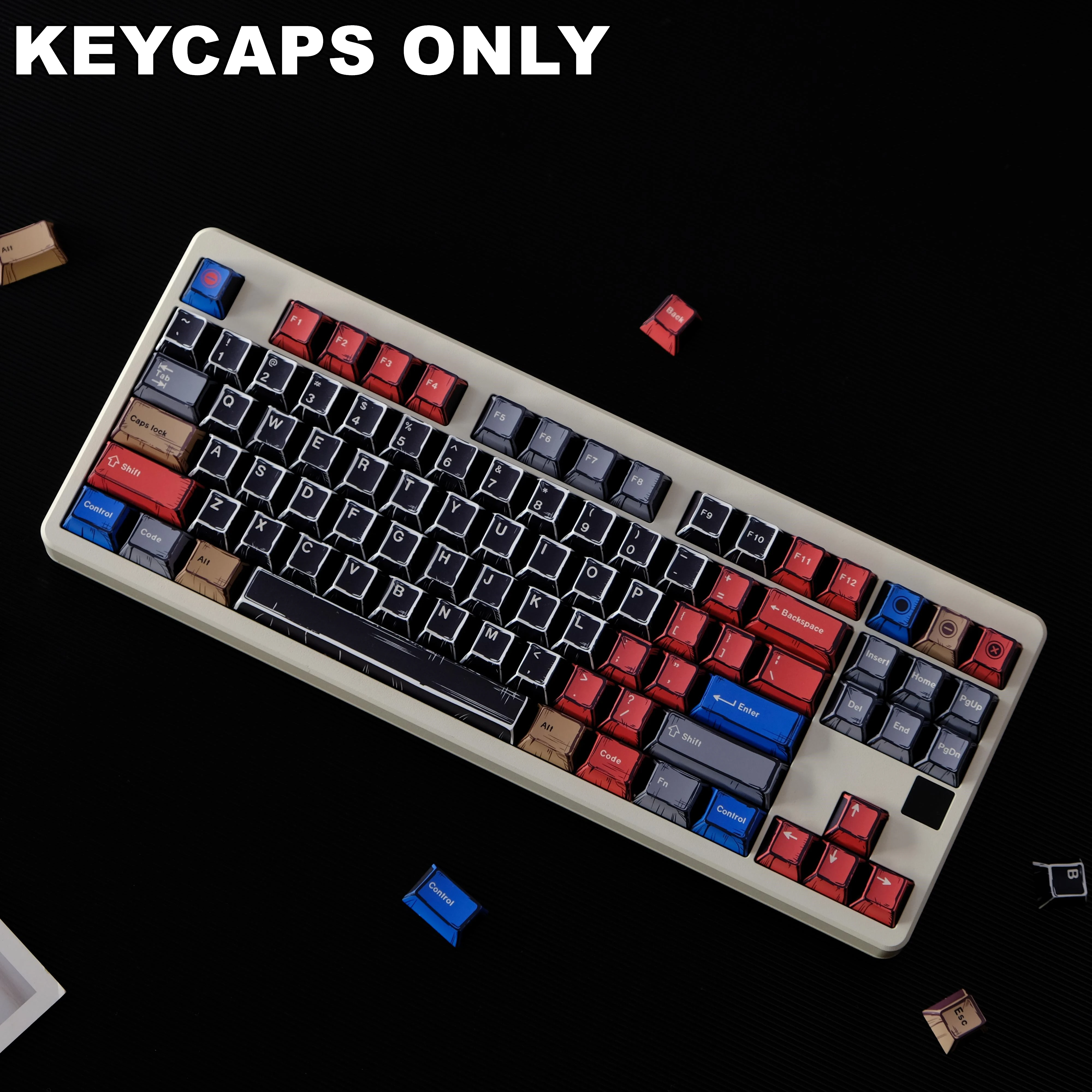Juego de teclas negras de 151 teclas, teclas de perfil de cereza de material PBT para teclado mecánico MX, juego de llaves estilo 3D, regalo de Navidad