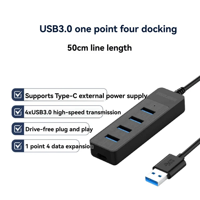 Hub USB 3,0 de alta velocidad de 4 puertos, adaptador divisor USB de 50CM, base de expansión para coche Robot Raspberry Pi 5/JETSON - imagen 2