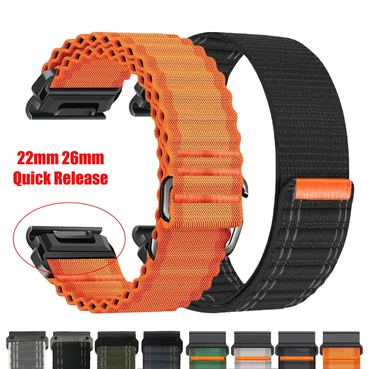 Correa de nailon para Garmin Fenix 8 pro-MICROLE, 51mm, 26/22mm, banda con gancho para pulsera Quatix 8/Enduro 3/Forerunner 970 965 745 S60