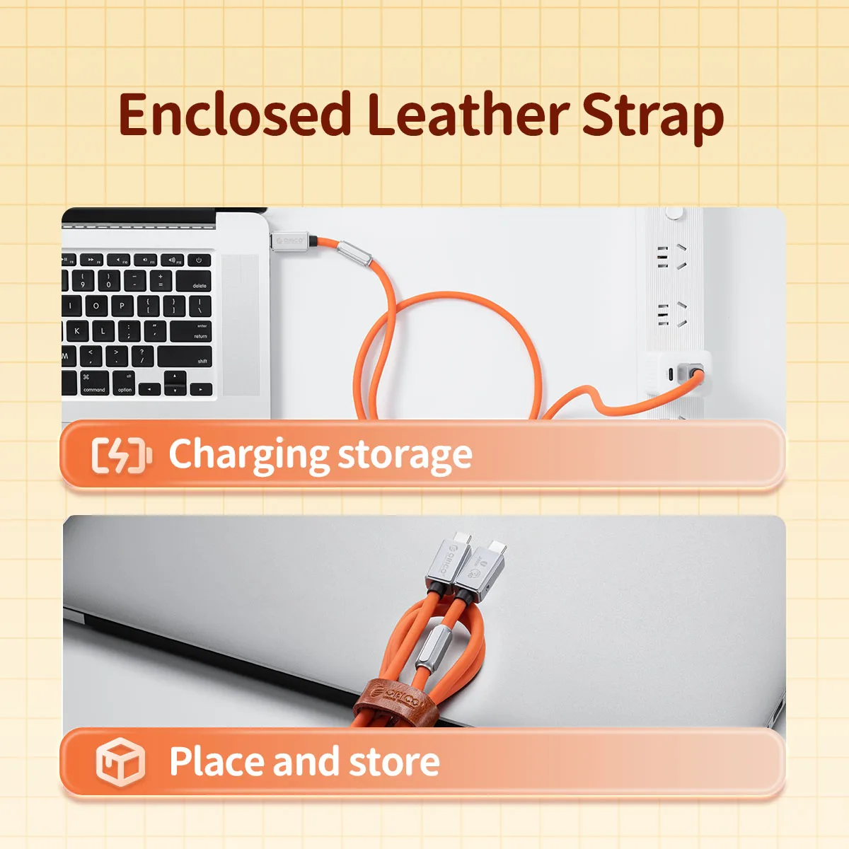 ORICO USB4 Cable 240W Compatible Thunderbolt 4 Video 8K60Hz PD3.1 USB C Fast Charge Data Transfer Silicone for Macbook iPhone15 - imagen 5