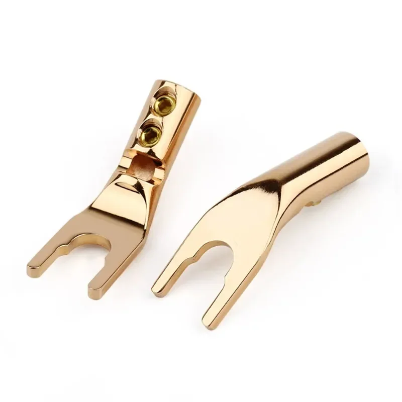 Conector Banana en forma de Y U para altavoces de Audio, Terminal de tornillo, horquilla, conector de cable de pala, Conector de altavoz HiFi de cobre púrpura dorado, plateado y morado - imagen 4