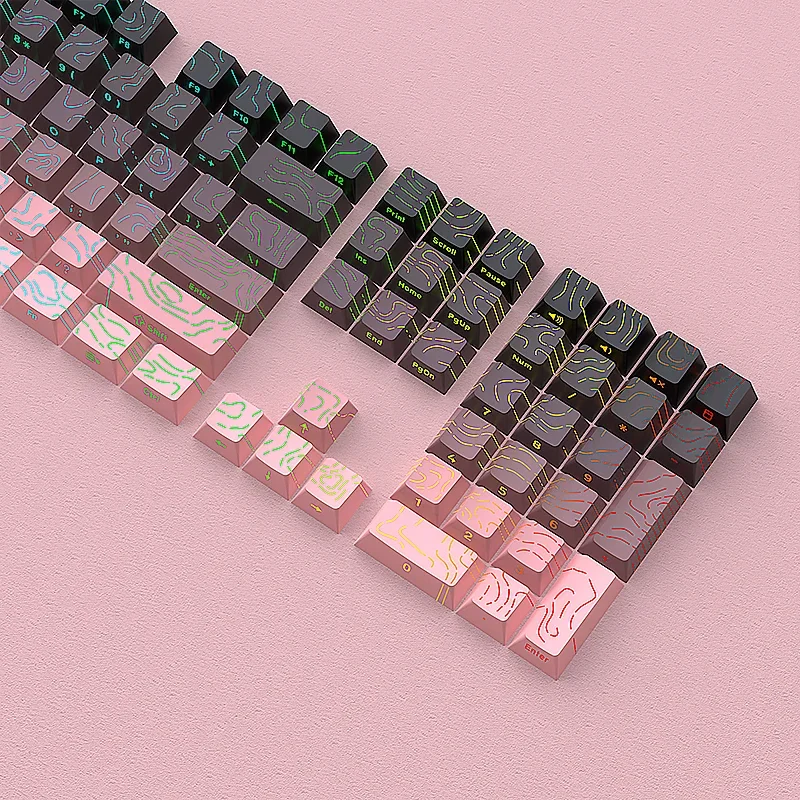 130 teclas Blackberry contorno línea lateral grabado teclado tapa cereza perfil transmisión de luz PBT sublimación de cinco lados - imagen 3