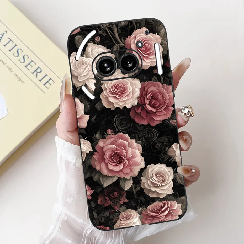Hermosa funda de teléfono con pintura Floral para nada telefónico (2a) más funda suave de silicona negra para nada teléfono 2 parachoques Phone2a - imagen 2