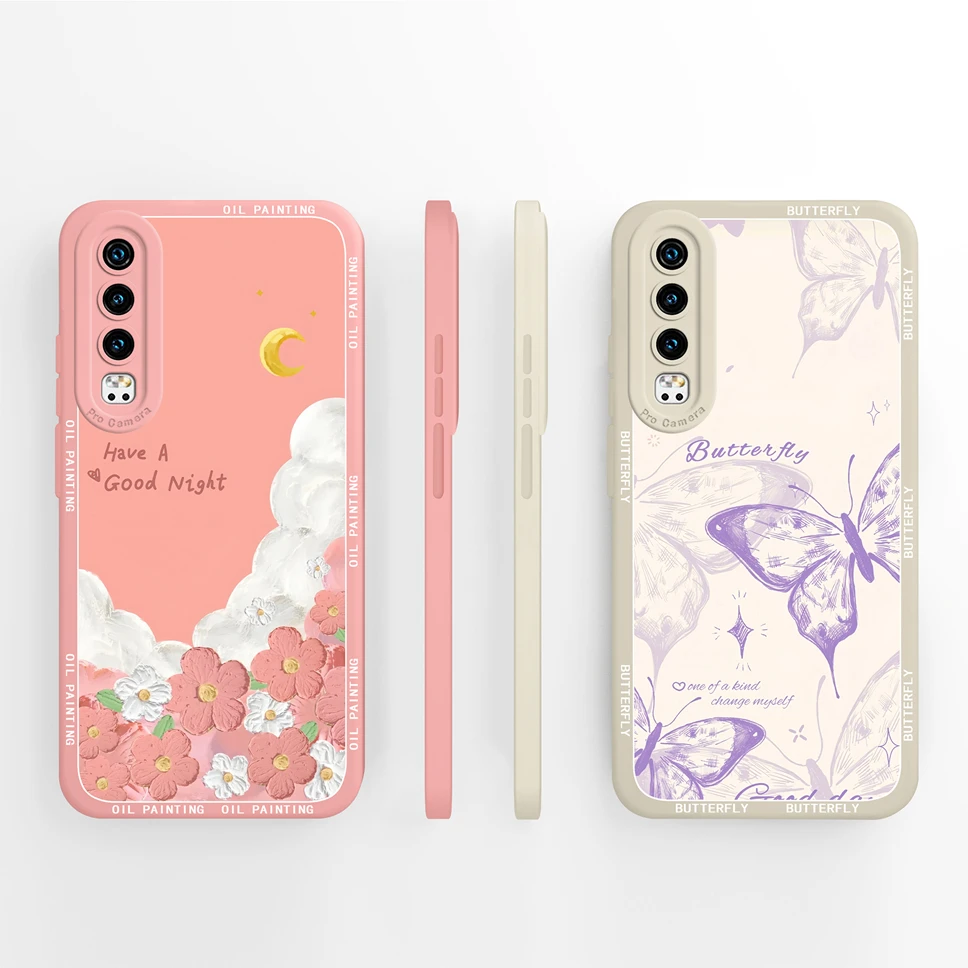 Para Huawei P30 Pro P30 Lite funda de teléfono encantador gato flores suave carcasa de silicona líquida para Huawei P 30 Anti caída Capa de alta calidad - imagen 5