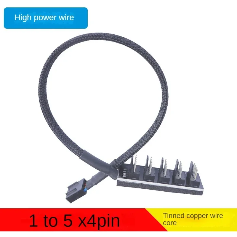 Cable de alimentación divisor de concentrador de ventilador PWM de 4 pines, Cable de extensión de carcasa de refrigeración de CPU de PC de 1 a 5 vías para carcasa de ordenador ATX de 4 pines y 3 pines