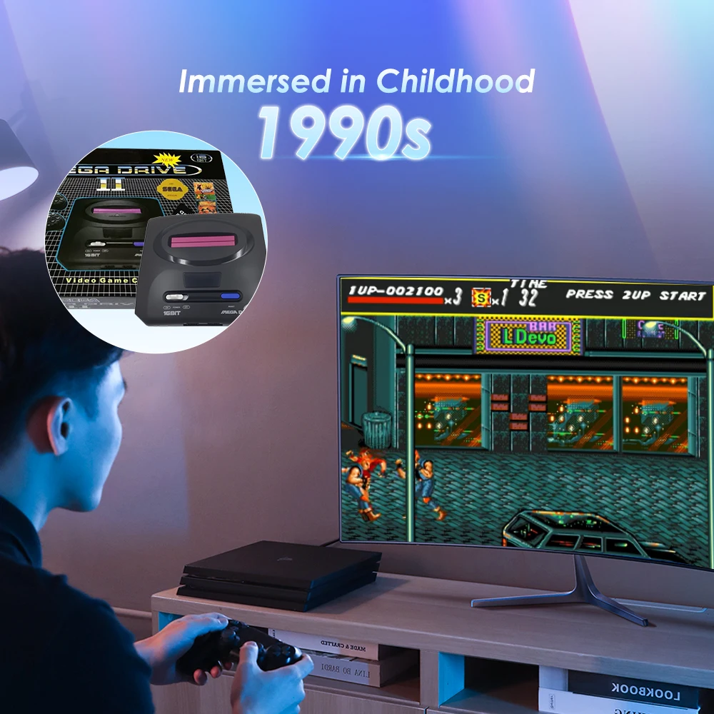 Consola de juegos retro Mega Drive 2 MD Entretenimiento en el hogar Juegos de fiesta Inserción de tarjeta de 16 bits con interfaz AV Compatible con CRT - imagen 5