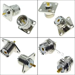 Adaptador UHF SO239 hembra-PL259 macho – Brida y chasis – Coaxial RF