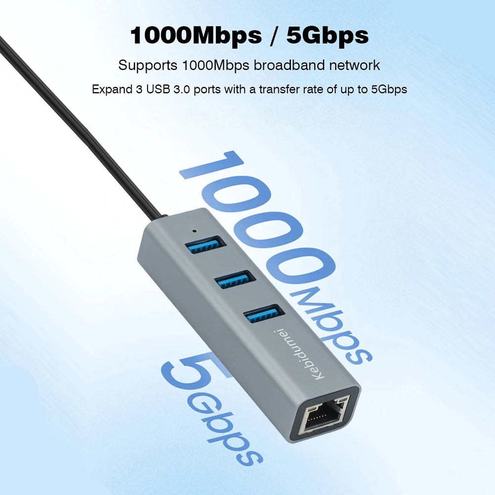 USB C HUB 1000Mbps 3 puertos USB 3,0 tipo C HUB USB a Rj45 Gigabit Ethernet adaptador estación de acoplamiento para MacBook ordenador portátil - imagen 4