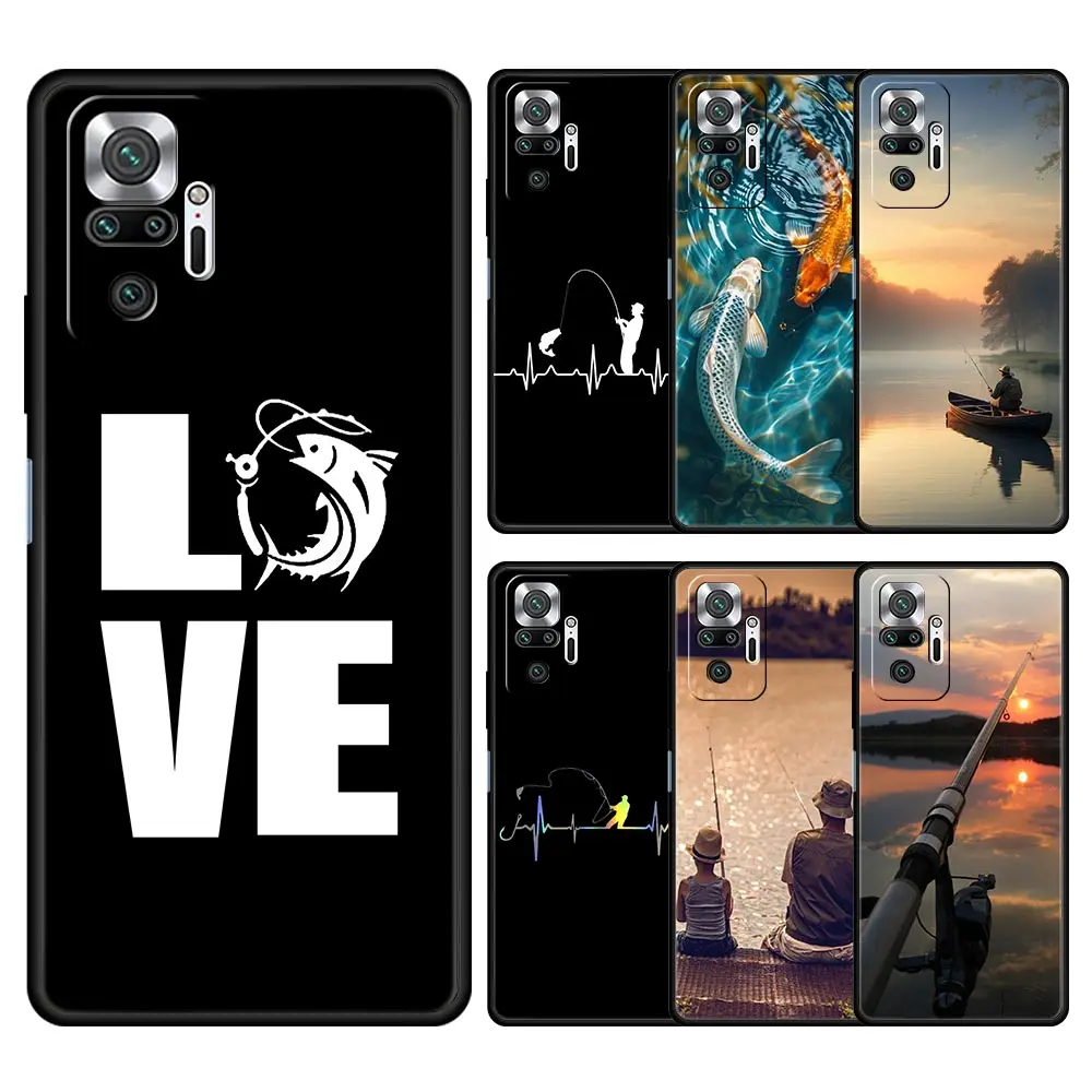 Funda de teléfono para pesca de carpa, funda de silicona suave para Xiaomi Redmi Note 14 13 12 5G 9S 9 10 11 Pro Plus 9T 14C 13C 12C 10C 9C 9A