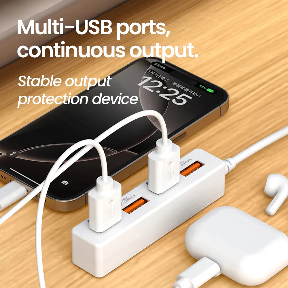 Enchufes USB de 4 puertos, concentrador USB de carga de escritorio, divisor USB, concentrador de alta velocidad, convertidor divisor USB 2,0 para accesorios de ordenador PC - imagen 4