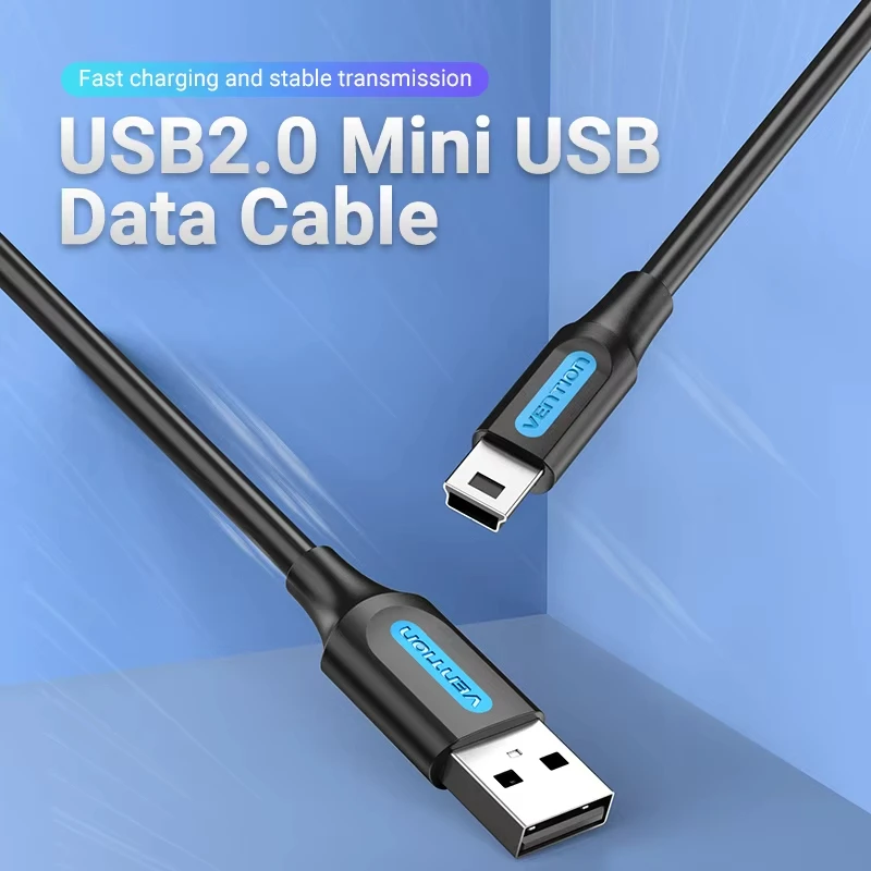Vention Mini Cable USB de carga rápida USB a Mini Cable de datos USB para cámara Digital HDD reproductor MP3 MP4 DVR GPS Mini Cable USB 2,0 - imagen 3
