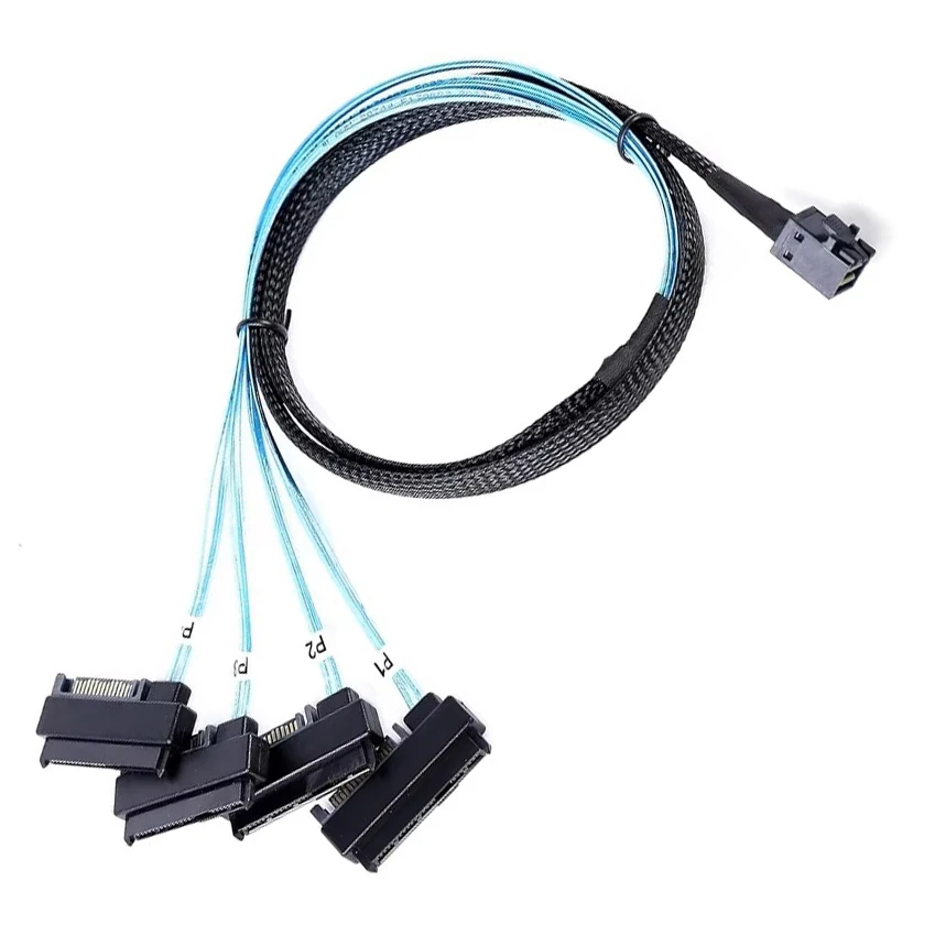 HD interno Mini SAS SFF-8643 Host a Target 4 SFF-8482 con Cable adaptador de corriente SATA de 15 pines para controlador de placa base disco duro - imagen 5