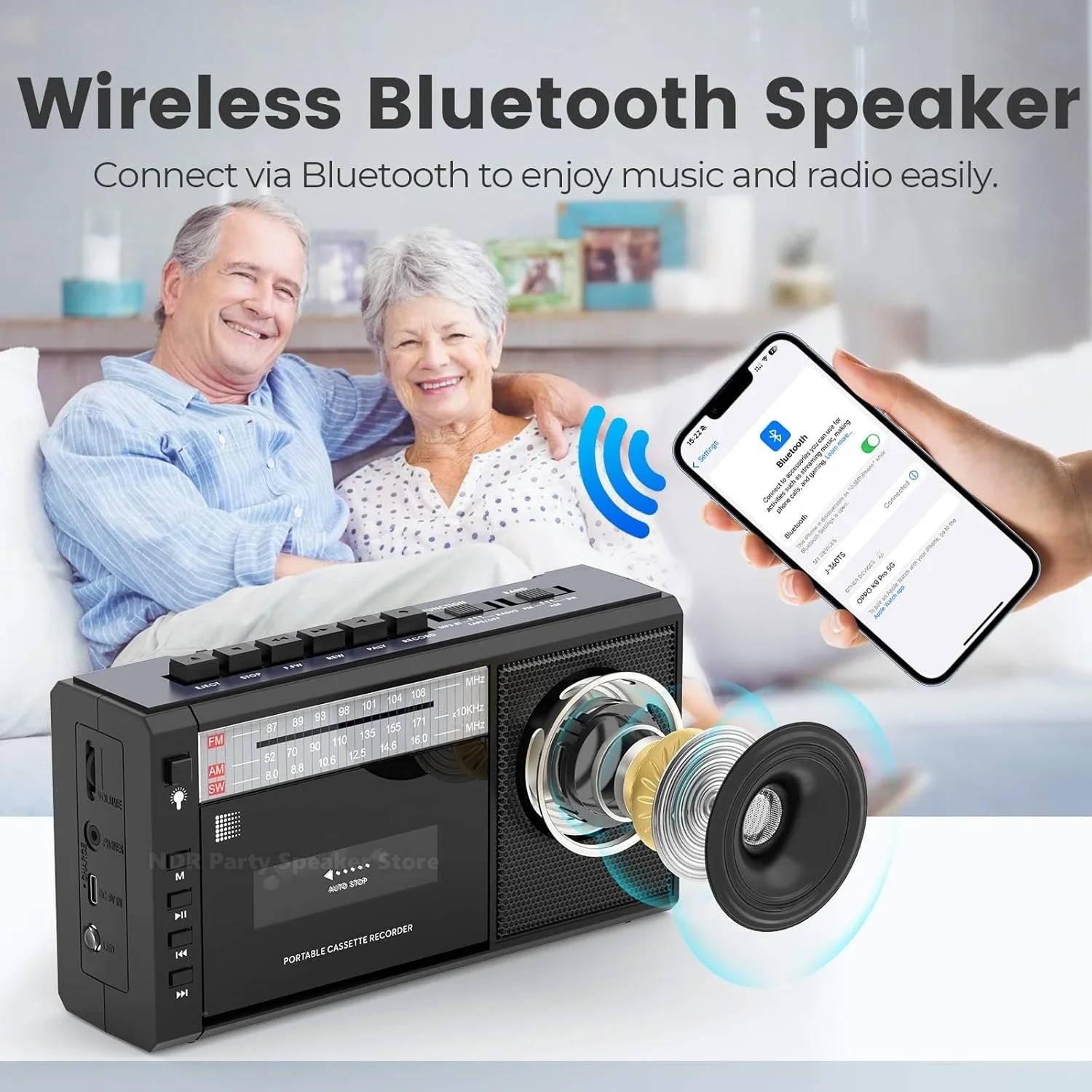 Reproductor de grabadoras de Cassette Vintage de Radio FM/AM/SW de bolsillo pequeño portátil con ranura para grabadora USB TF Radio altavoces Bluetooth - imagen 3