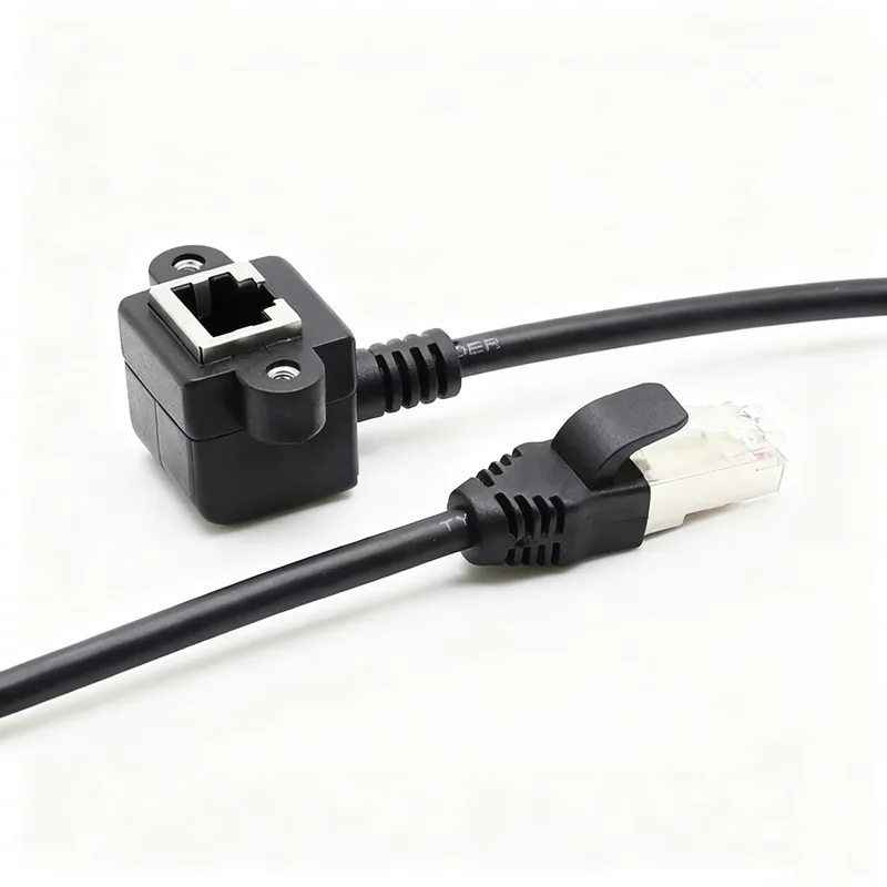 Conector de cable de extensión de red RJ45 CAT5 macho a hembra ángulo de 90 grados con cable de oreja 1m 1,5m - imagen 2