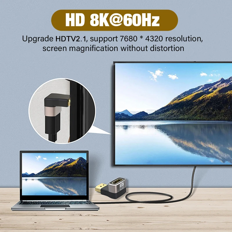 Mini adaptador de Cable conector HDTV 2,1, 8K, 60HZ grados, convertidor macho a hembra, extensión de Cable HDTV para TV, portátil, Monito y PC - imagen 5