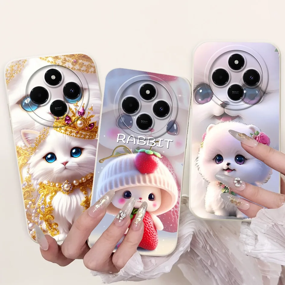 Para cubierta Xiaomi Redmi 14C A4 A3 Pro Funda de teléfono encantador conejo de dibujos animados Bowknot Funda suave para Xiaomi Poco C75 C 75 PocoC75 parachoques