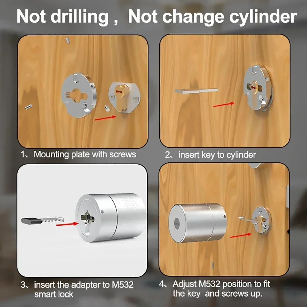 Tuya Wehere App M532 cerradura de puerta inteligente Motor más fuerte TUYA Zigbee cerradura inteligente huella digital cerradura electrónica uso cilindro Original - imagen 5