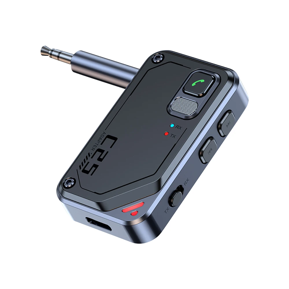 Adaptador de Audio portátil 2 en 1 Bluetooth 5,3, receptor transmisor inalámbrico AUX de 3,5 MM con micrófono estéreo HIFI para coche, Kit de PC y avión