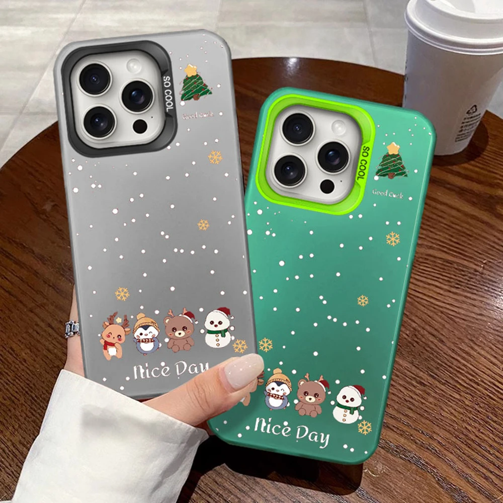 Funda de teléfono de regalo de copo de nieve Simple Rudolph de ciervo de Navidad para iPhone 16 15 14 13 12 11 Pro Max Plus 7 X XR cubierta mate a prueba de golpes - imagen 3