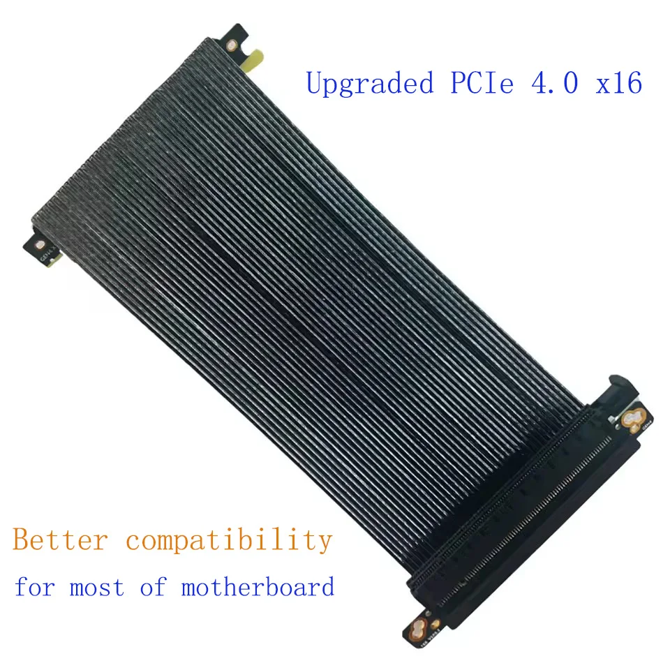 Cable elevador PCIe 4,0x16 mejorado, Cable de extensión de tarjeta gráfica inversa doble Flexible, PCI-E Gen4 plateado para chasis ITX - imagen 3