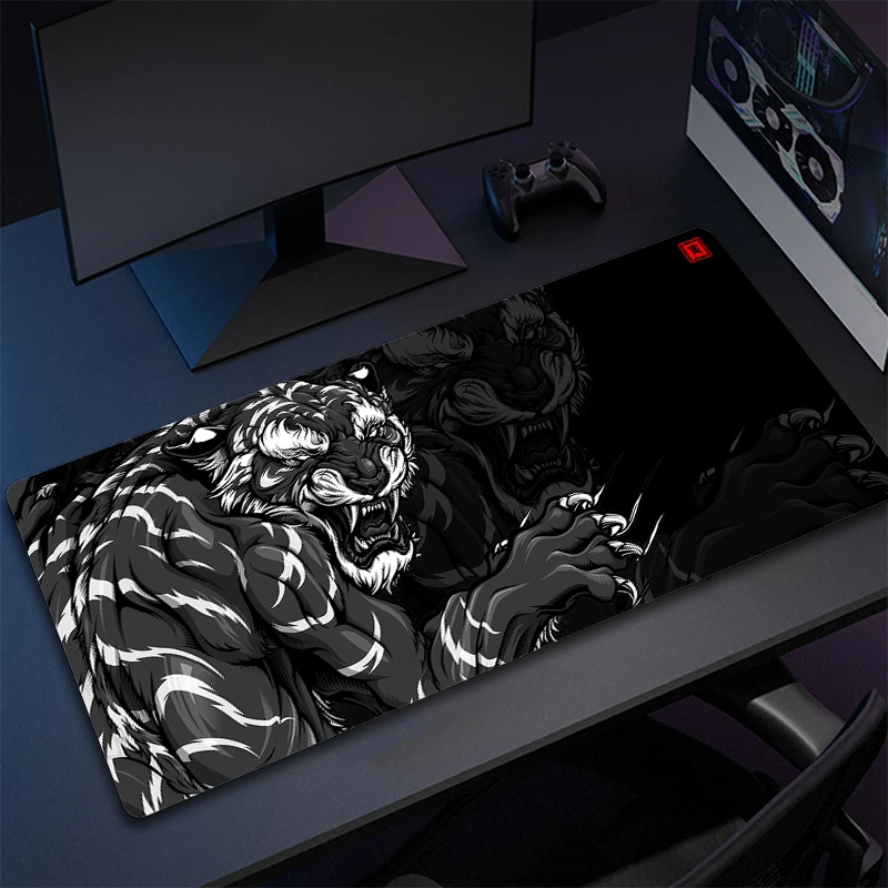 Alfombrilla de ratón de tigre para Gamer XXL, estampado HD, 90x40cm, alfombrilla de escritorio para ordenador para oficina, teclado grande, decoración de escritorio, alfombrilla de ratón para juegos