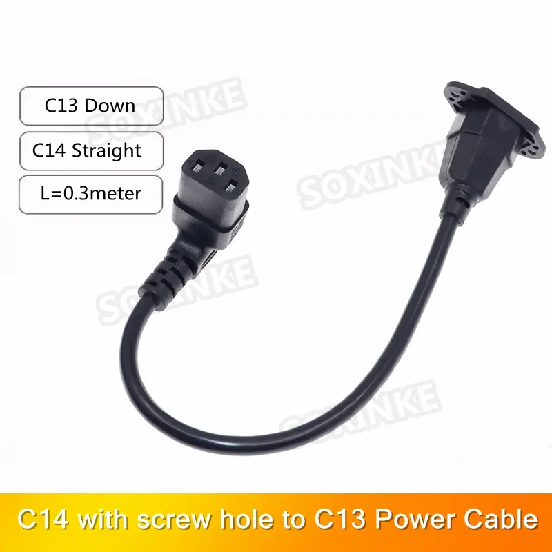 Cable de extensión adaptador de orificios de tornillo, 90 grados, C13 hembra a C14 macho, IEC320, C14 a C13, cable de alimentación de CA en ángulo hacia arriba y hacia abajo - imagen 3