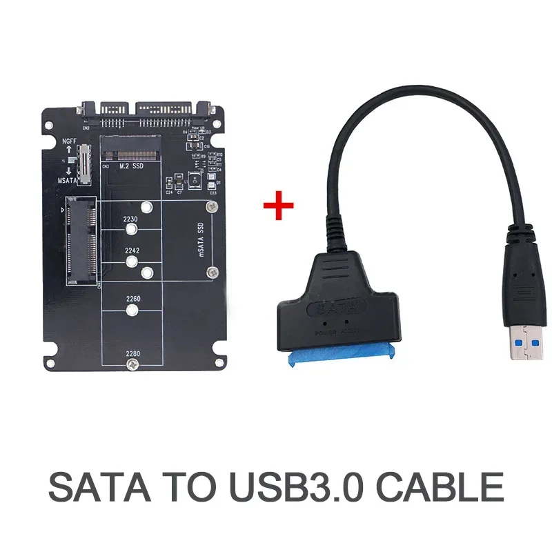 Tarjeta de expansión adaptadora M.2 NGFF Bkey MSATA SSD a puerto serie SATA USB3.0 caja de transferencia línea SSD convertidor de caja de unidad de estado sólido - imagen 2