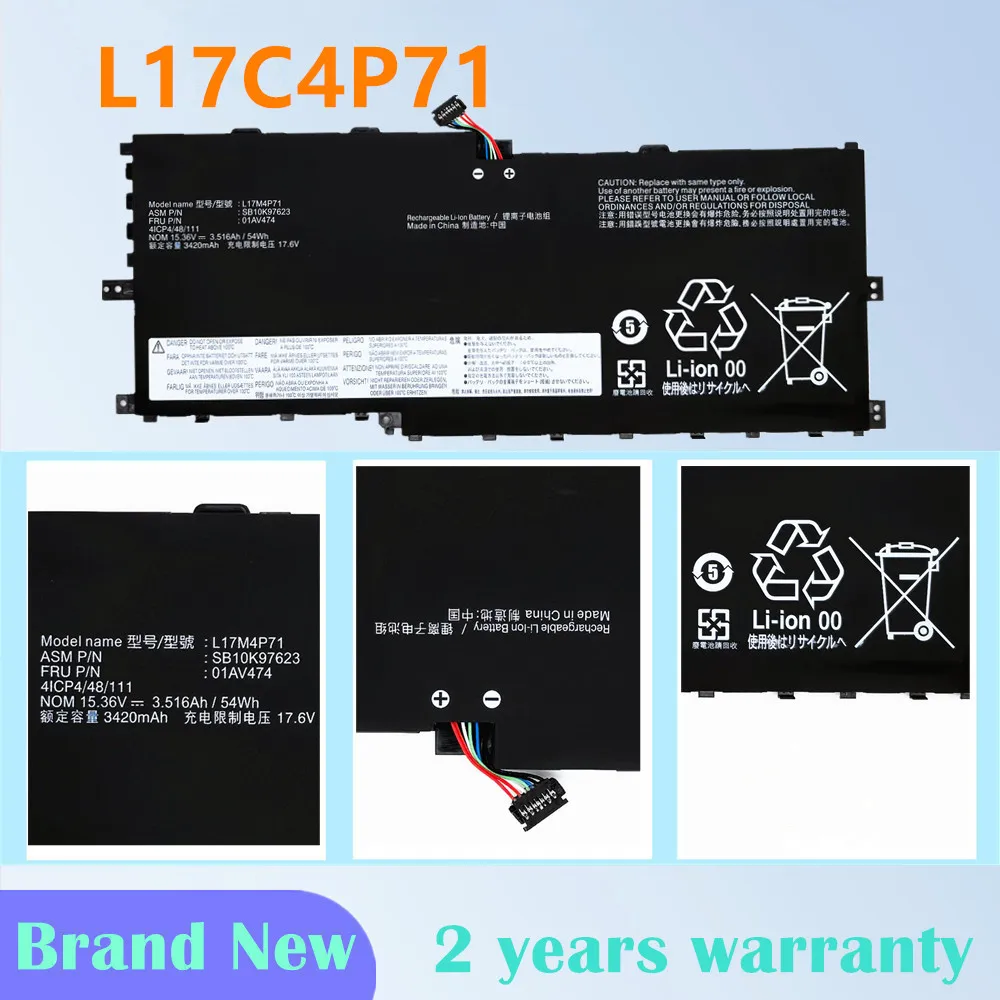 Batería de ordenador portátil L17M4P71 para Lenovo ThinkPad X1 Yoga 3. a generación 2018 Series L17C4P71 L17M4P73 01AV474 01AV475 01AV499